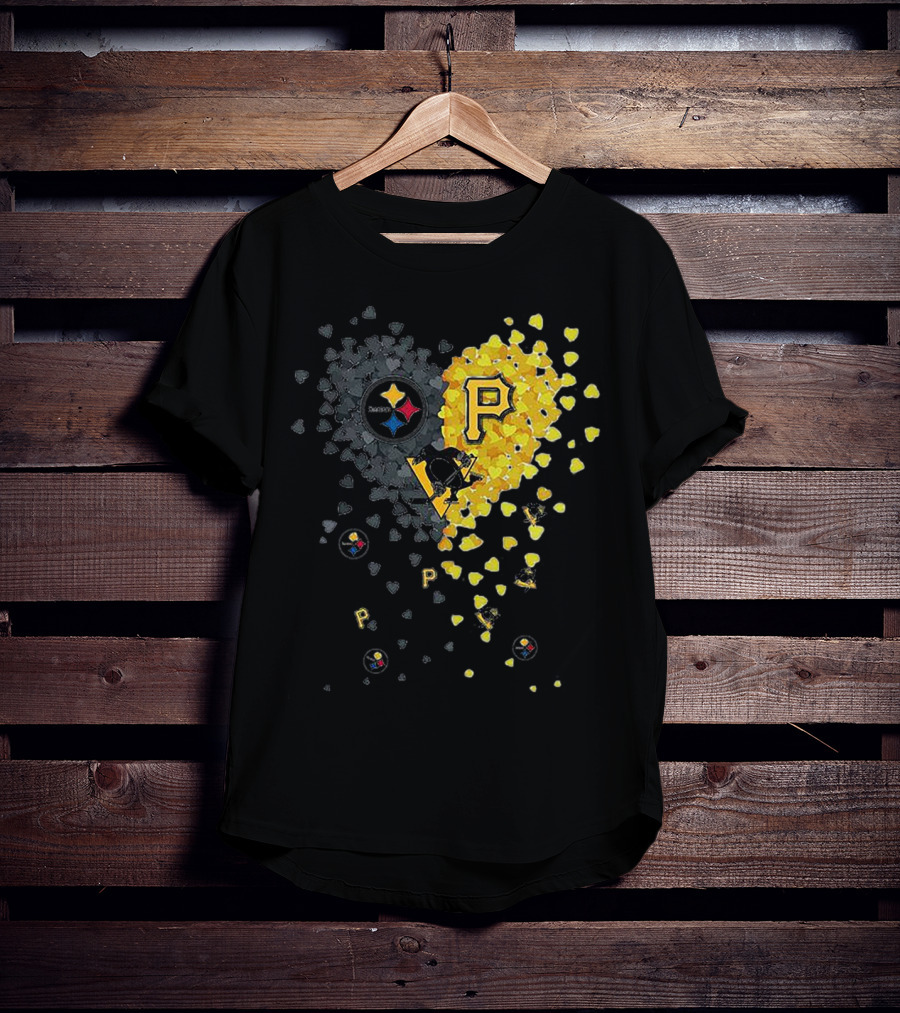 Pittsburgh Steelers Penguins Pirates Heart T-Shirt