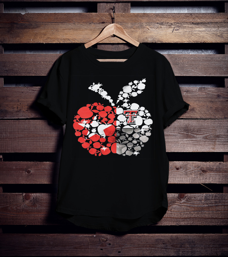 Texas Tech Red Raiders Apple Pattern State Flag T-Shirt