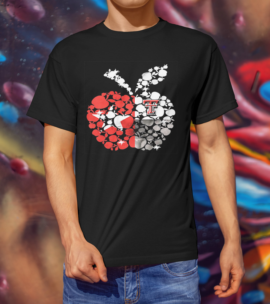 Texas Tech Red Raiders Apple Pattern State Flag T-Shirt