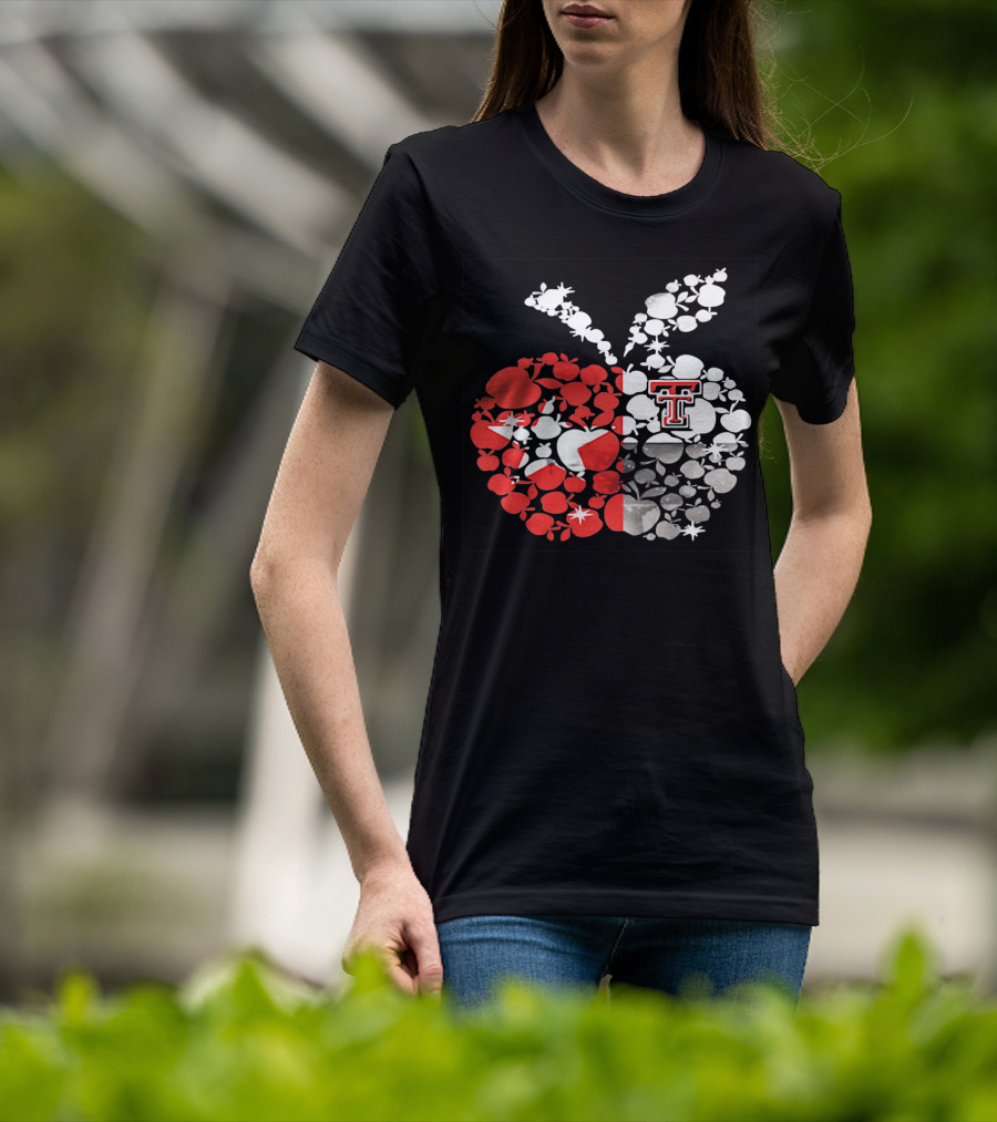 Texas Tech Red Raiders Apple Pattern State Flag T-Shirt