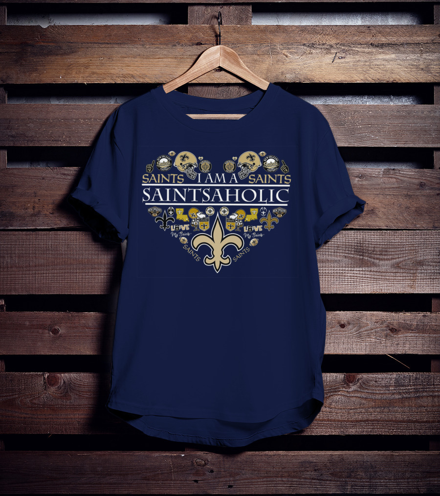 I Am A Saints Aholic Love My Saints Football Helmets Icons Fans T-Shirt