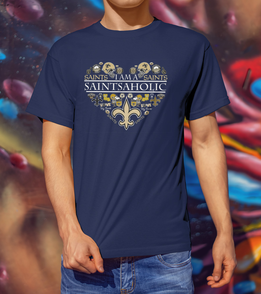 I Am A Saints Aholic Love My Saints Football Helmets Icons Fans T-Shirt