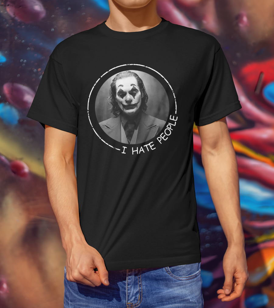 Joker I Hate People Clown Face Circle T-Shirt