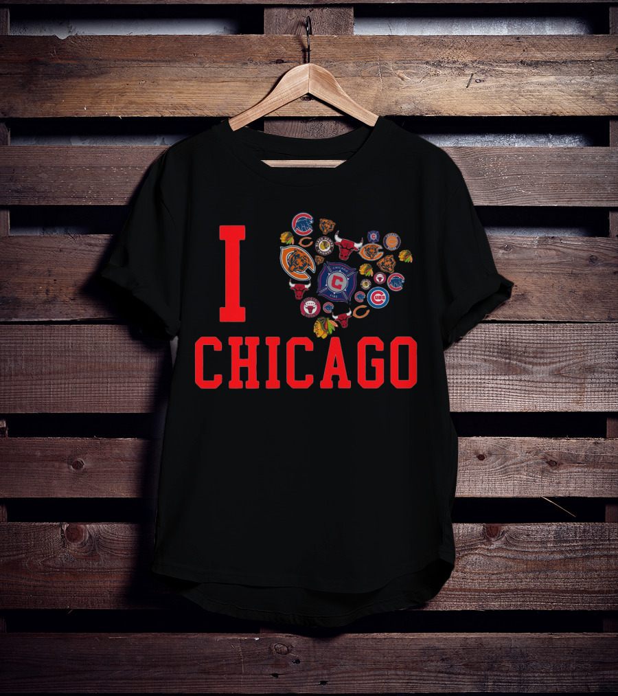 I Chicago Bulls Cubs Bears Blackhawks Fire Sports T-Shirt