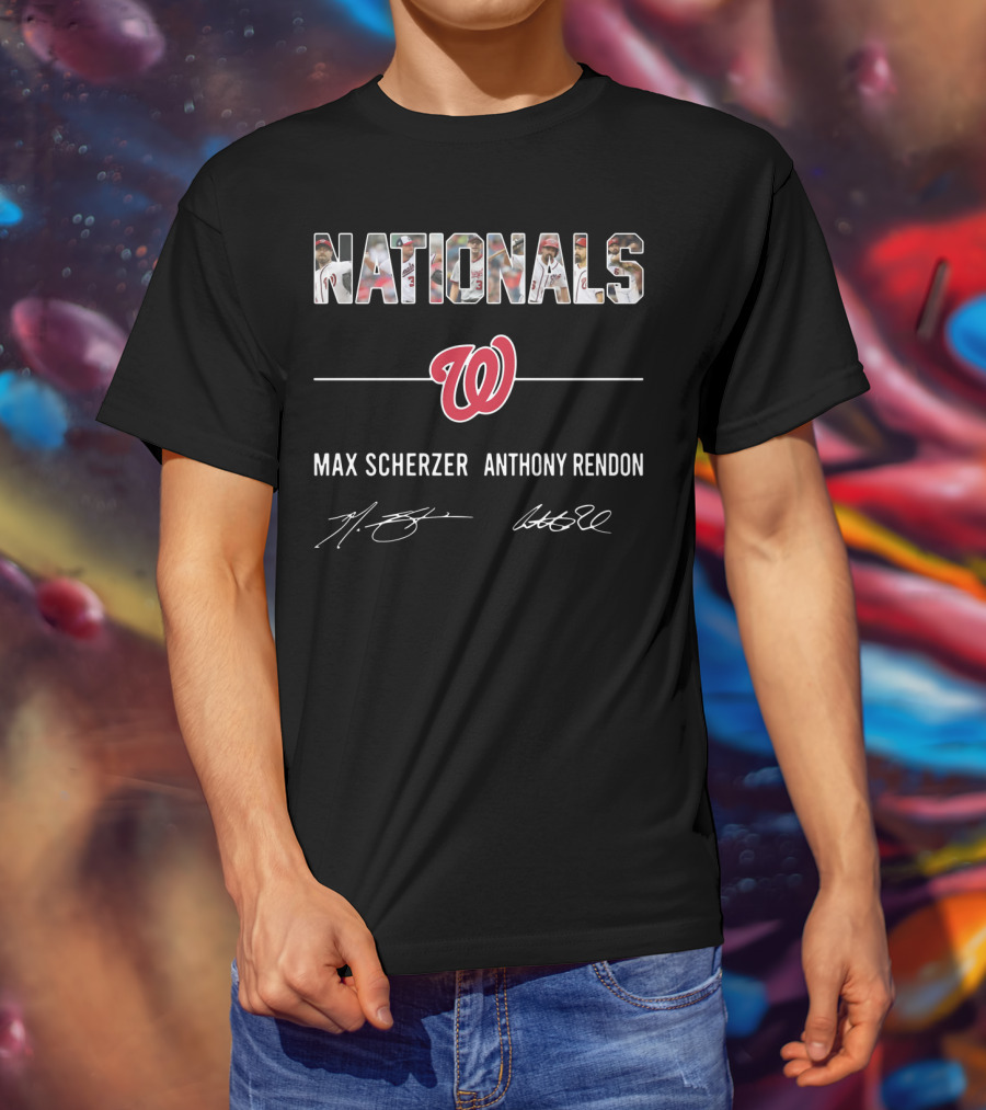 Nationals Max Scherzer Anthony Rendon Washington Team Logo Signatures T-Shirt