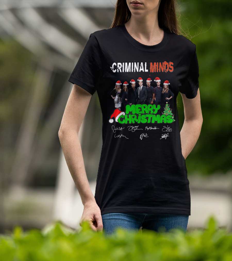Criminal Minds Merry Christmas Santa Hats Signatures T-Shirt