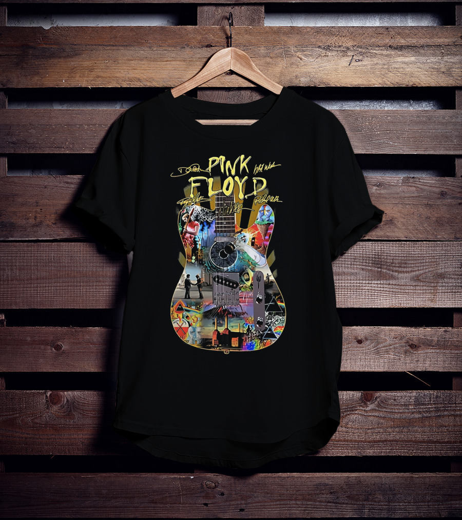 Pink Floyd Guitar Collage Dark Side Of The Moon The Wall Wish You Were Here T-Shirt