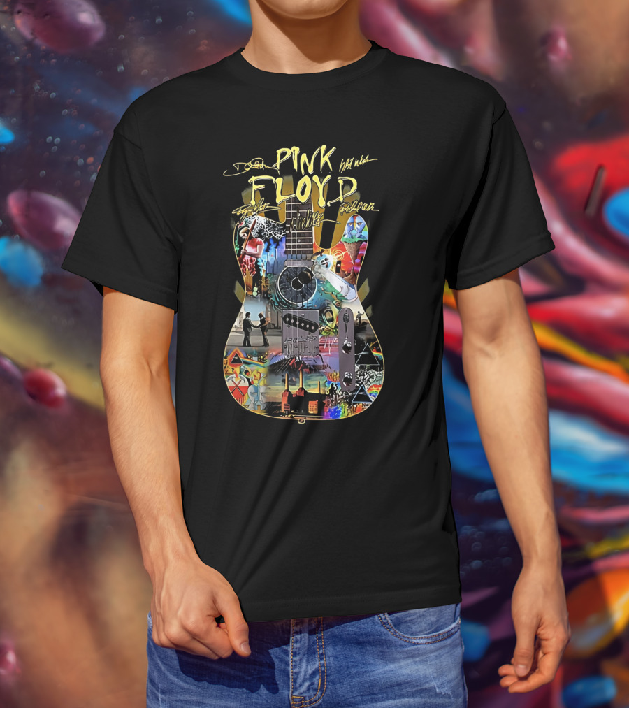 Pink Floyd Guitar Collage Dark Side Of The Moon The Wall Wish You Were Here T-Shirt