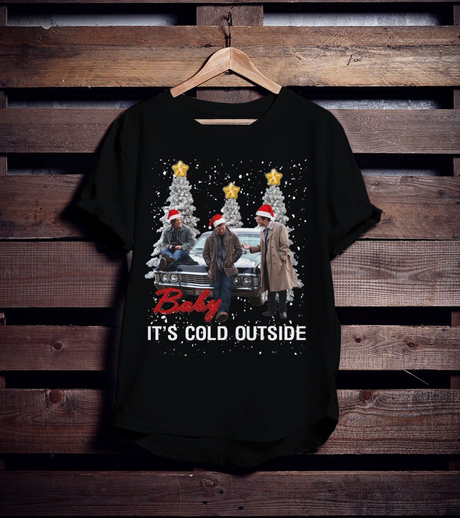 Supernatural Baby It’s Cold Outside Christmas Theme With Characters And Car T-Shirt