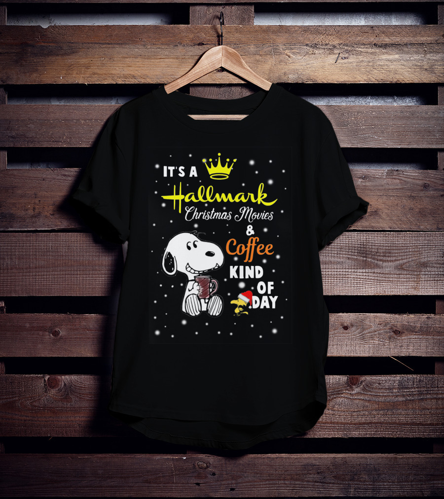 Snoopy Hallmark Christmas Movies And Coffee Kind Of Day Snowflakes T-Shirt