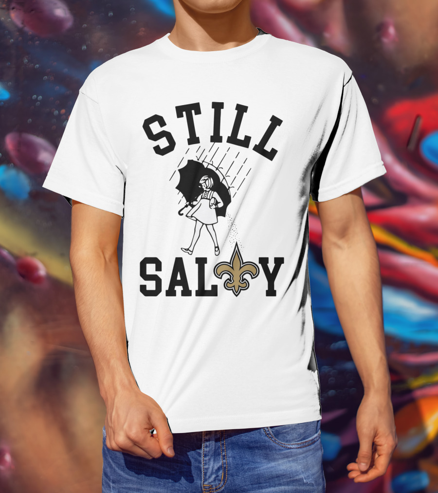 Still Salty Saints Fleur-de-Lis Rain Girl T-Shirt