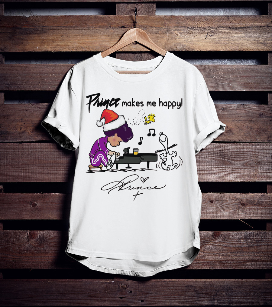 Prince Makes Me Happy Schroeder Snoopy Peanuts Christmas T-Shirt