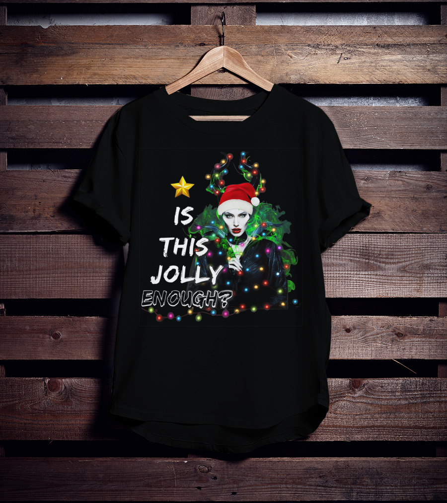 Santa Maleficent Is This Jolly Enough With Lights And Santa Hat T-Shirt