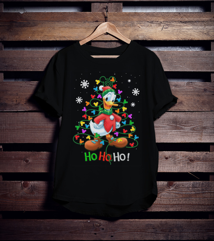 Donald Duck Ho Ho Ho Christmas Lights Snowflakes T-Shirt