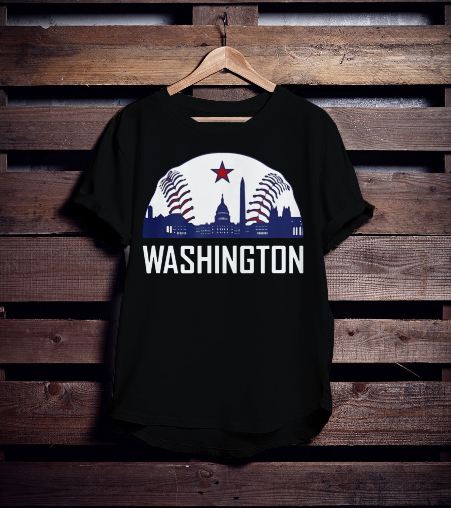 Washington DC Baseball Hometown Skyline National Capitol Star T-Shirt