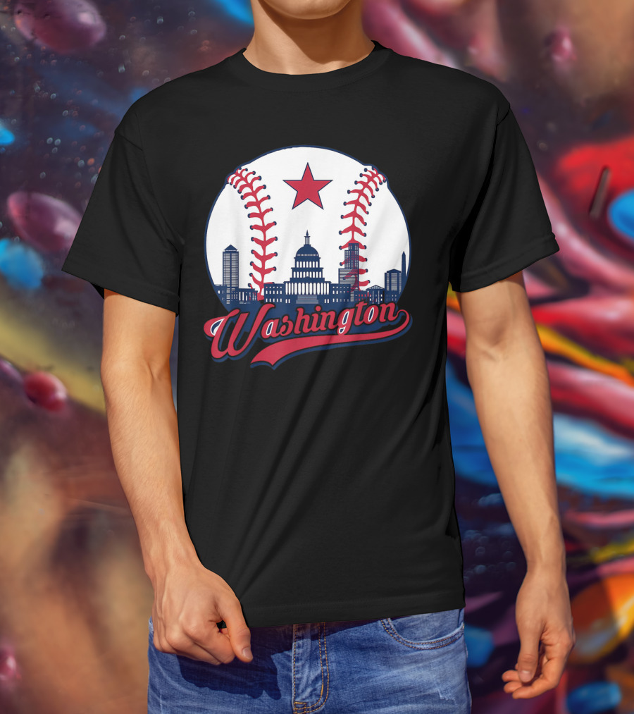 Washington Nationals Baseball Cityscape Capitol Star T-Shirt