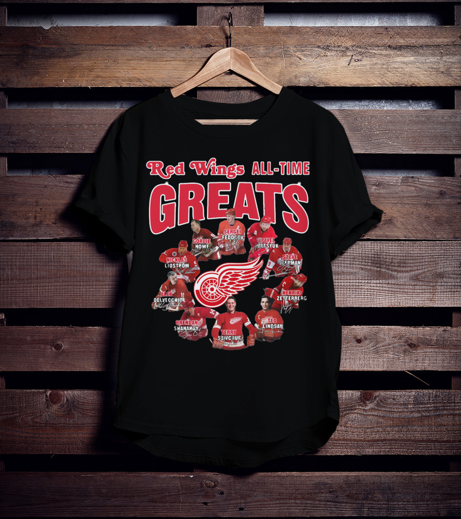 Red Wings All-Time Greats Legends Hockey Players T-Shirt
