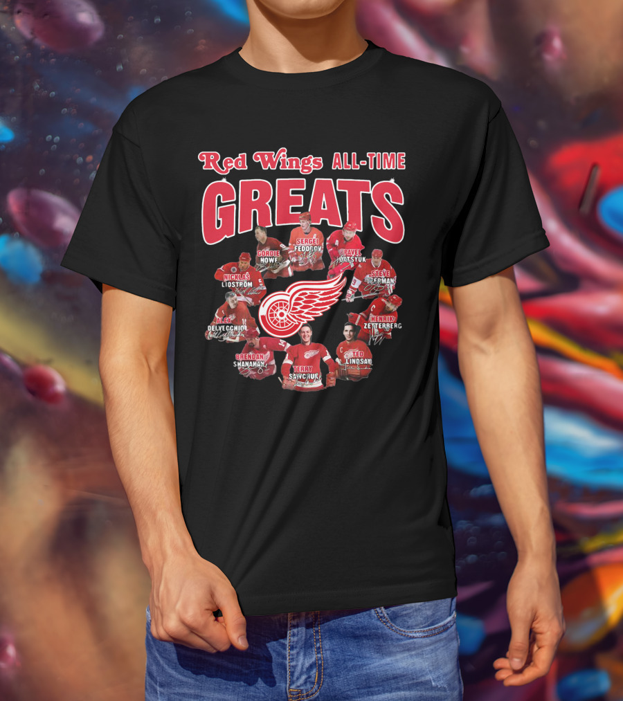 Red Wings All-Time Greats Legends Hockey Players T-Shirt