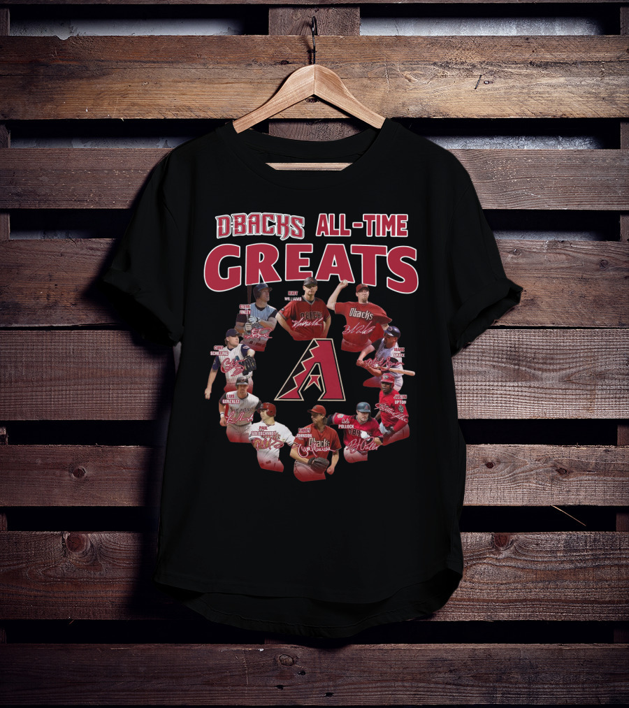 DBacks All-Time Greats Randy Johnson Luis Gonzalez Matt Williams Paul Goldschmidt Mark Grace A.J. Pollock Steve Finley Justin Upton Brandon Webb T-Shirt