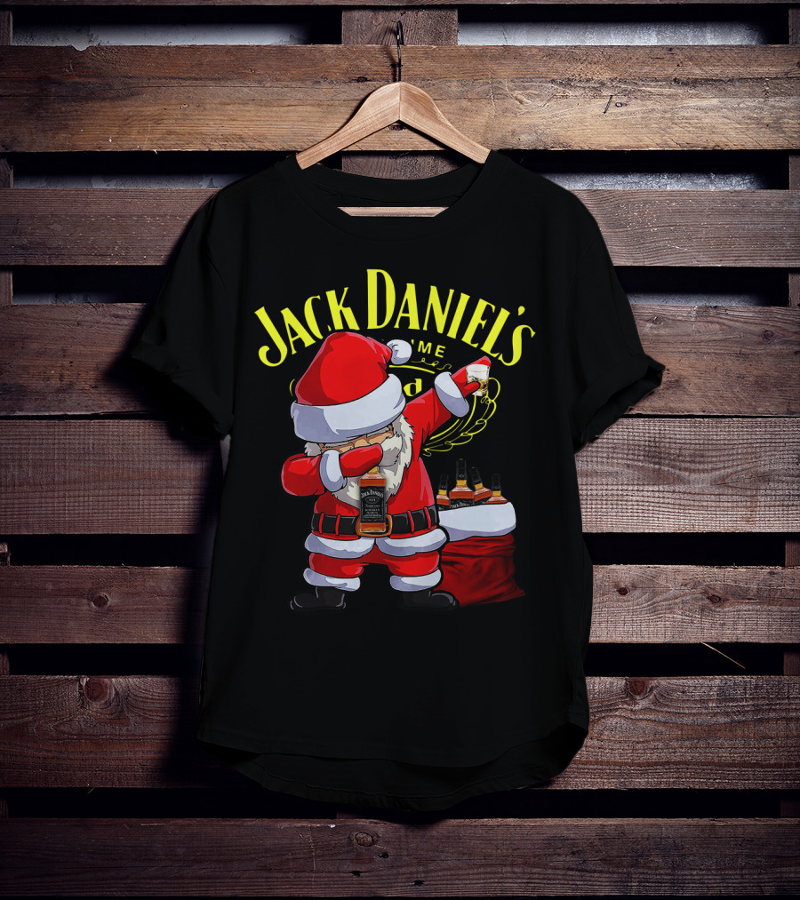 Santa Claus Dabbing With Jack Daniel's Bottles In Sack T-Shirt