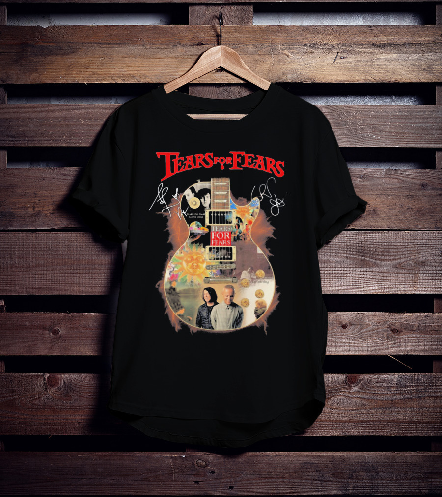 Tears For Fears Pop Rock Band Guitar Collage With And Band Members T-Shirt