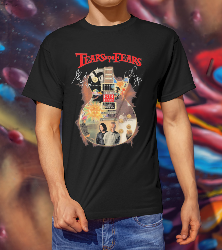 Tears For Fears Pop Rock Band Guitar Collage With And Band Members T-Shirt