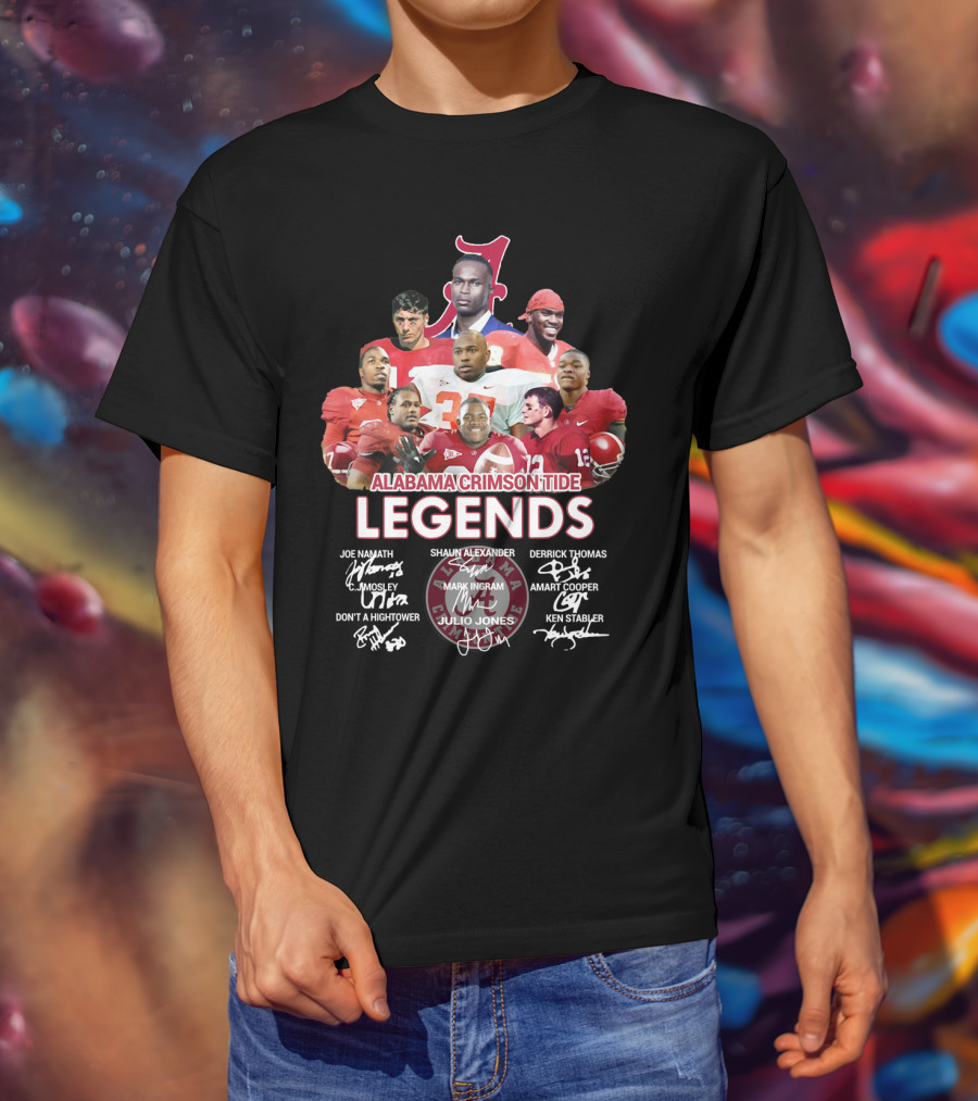 Alabama Crimson Tide Legends Joe Namath Shaun Alexander Derrick Thomas C.j. Mosley Mark Ingram Amari Cooper Dont'a Hightower Julio Jones Ken Stabler T-Shirt