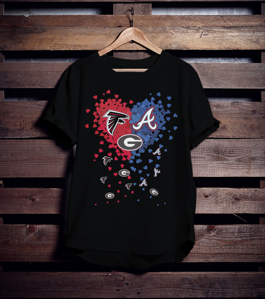 Atlanta Falcons Atlanta Braves Georgia Bulldogs Heart T-Shirt