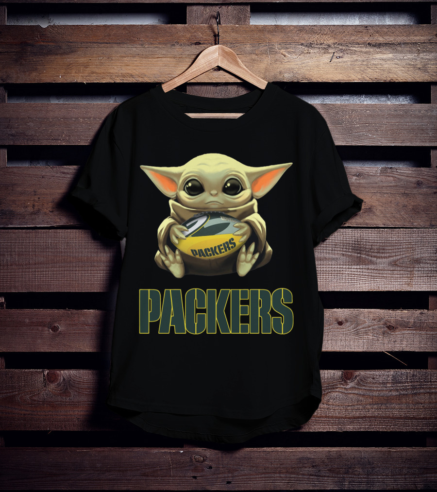 Baby Yoda Holding Packers Football T-Shirt