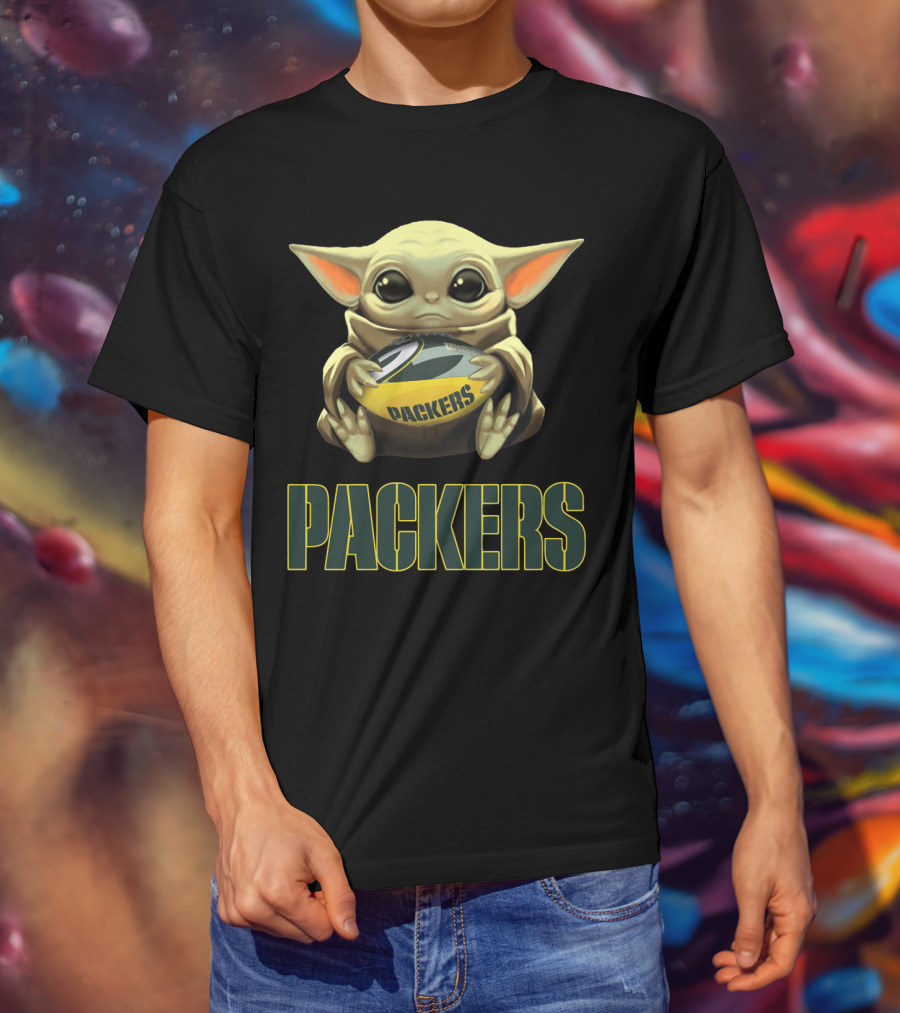 Baby Yoda Holding Packers Football T-Shirt