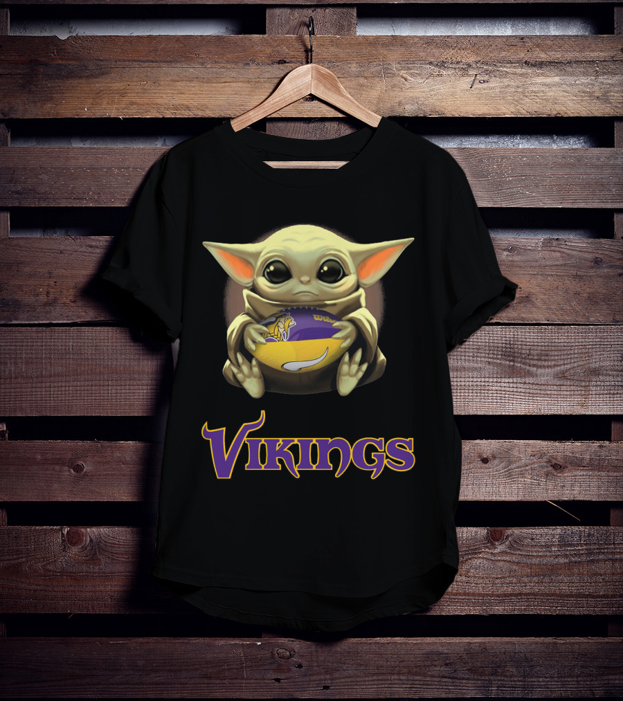 Baby Yoda With Minnesota Vikings Football T-Shirt