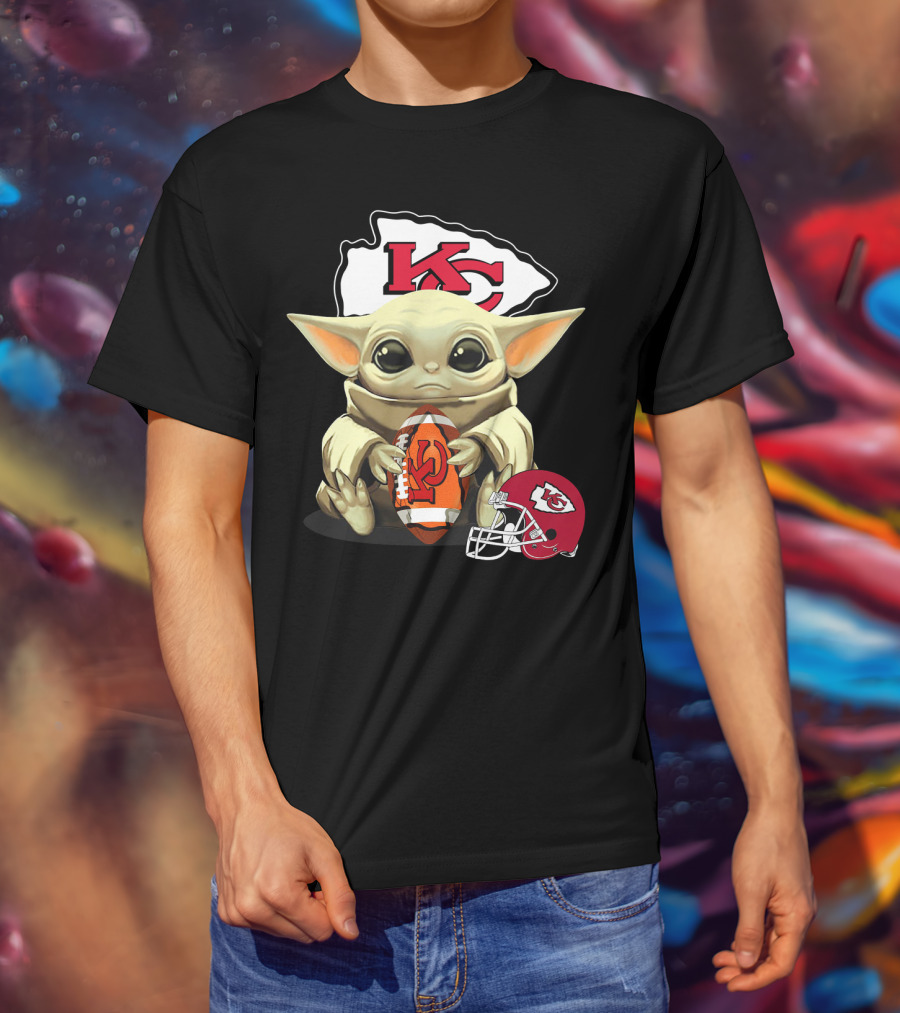 Baby Yoda Kansas City Chiefs Football Helmet T-Shirt