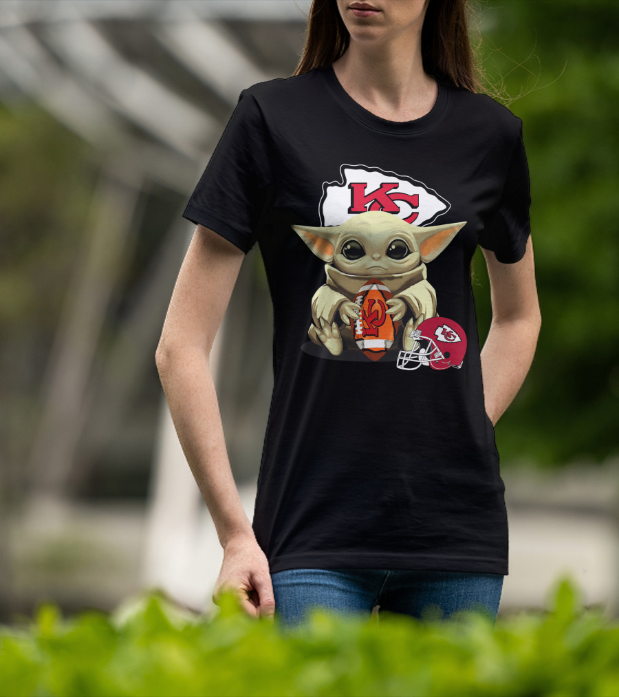 Baby Yoda Kansas City Chiefs Football Helmet T-Shirt