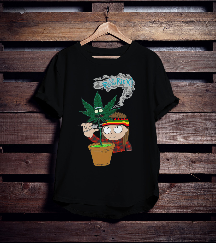 Morty I'm Reefer Rick Planter Rastafarian Style Smiling Face Smoking Plant T-Shirt