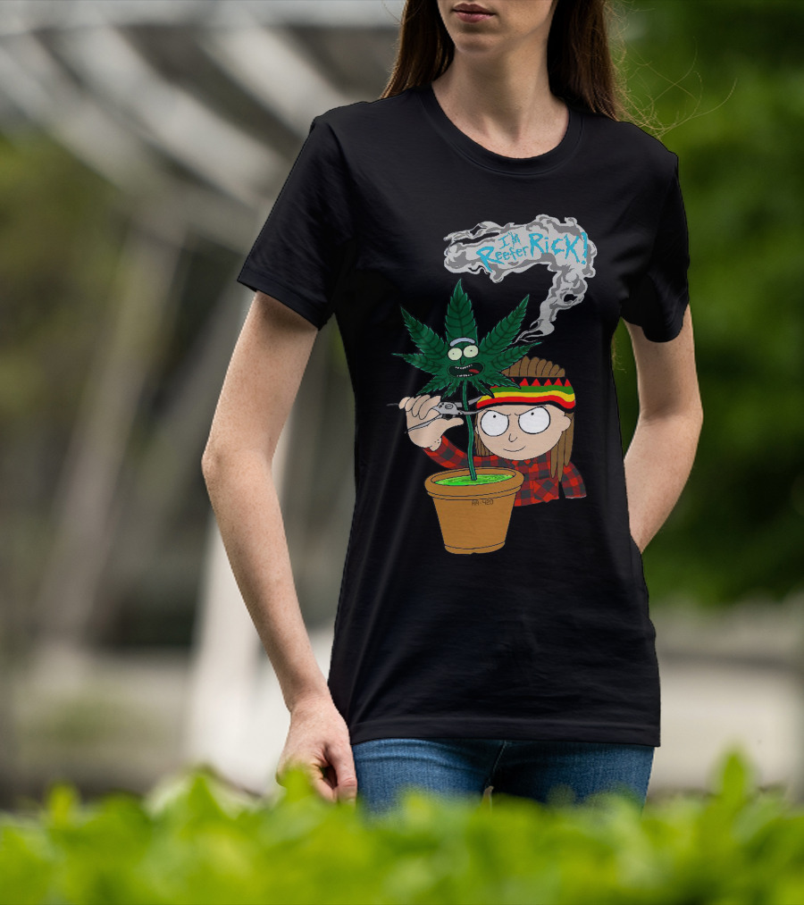 Morty I'm Reefer Rick Planter Rastafarian Style Smiling Face Smoking Plant T-Shirt