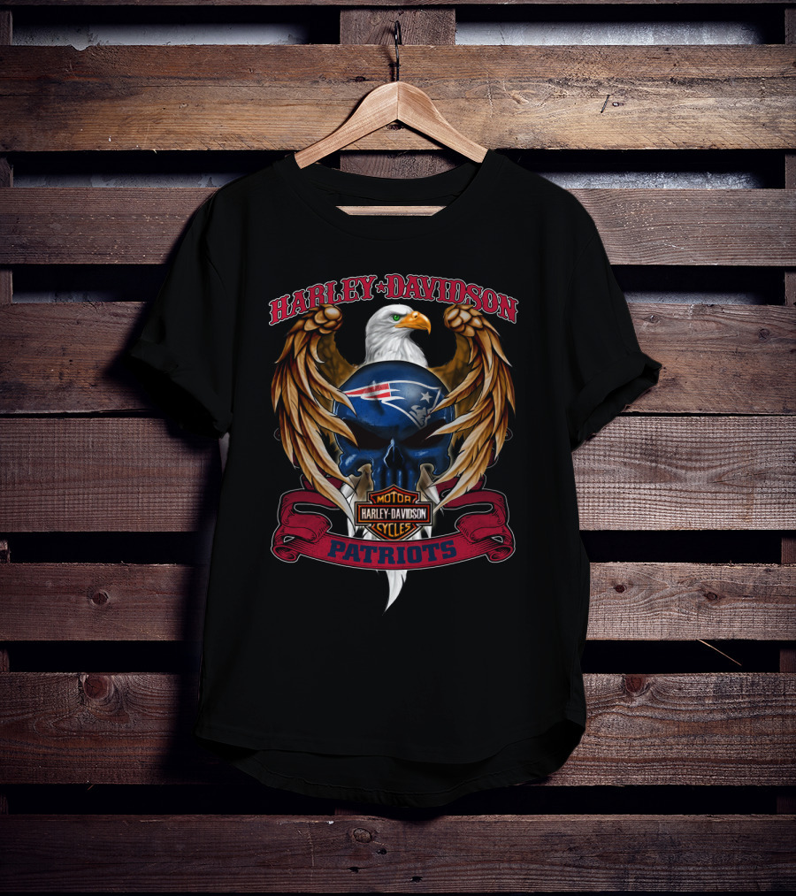 Harley Davidson Motor Cycles Patriots New England Patriots Eagle T-Shirt