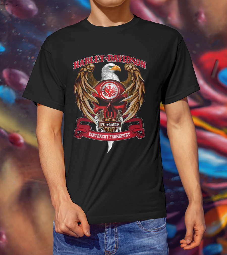 Harley Davidson Eintracht Frankfurt Bundlesliga Eagle Crest T-Shirt