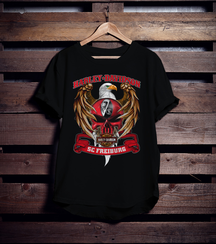 Harley Davidson Sc Freiburg Motorcycles Football Eagle Crest T-Shirt