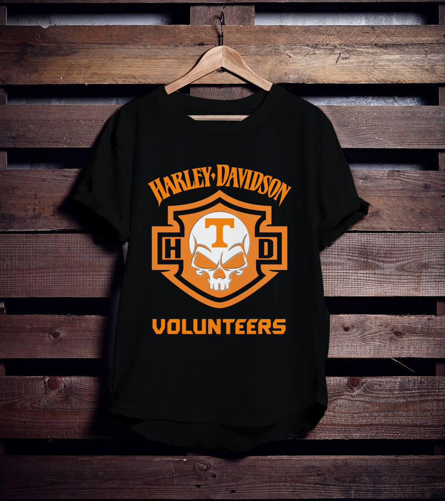 Harley Davidson Volunteers Skull Tennessee Ncaa Football Fans T-Shirt