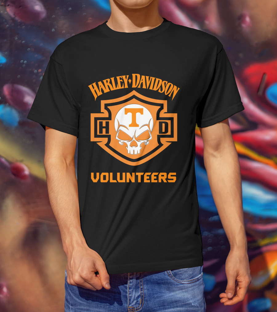 Harley Davidson Volunteers Skull Tennessee Ncaa Football Fans T-Shirt