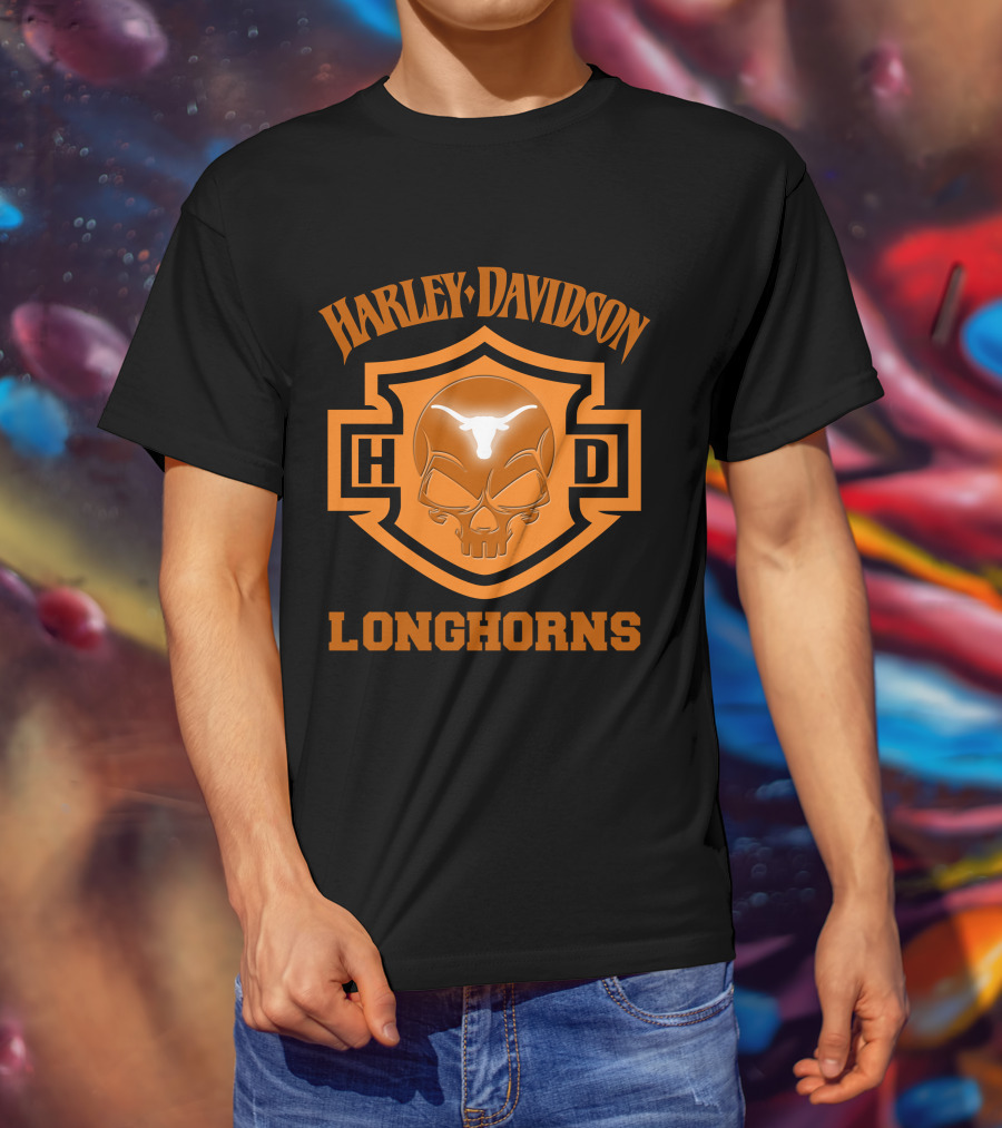 Harley Davidson Hd Longhorns Texas Ncaa Football Fans 127 T-Shirt