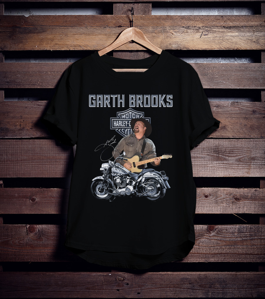 Garth Brooks Harley Davidson Motorcycles Musician Signature T-Shirt