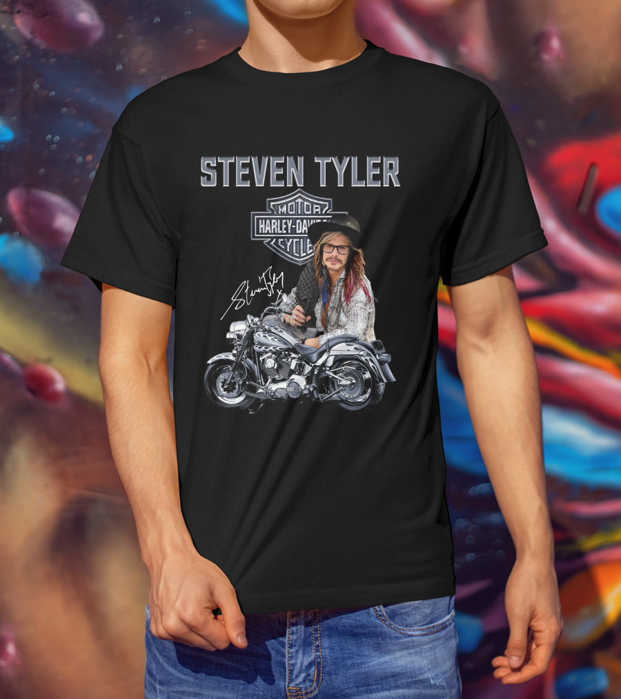 Steven Tyler Harley Davidson Motorcycles Signature T-Shirt
