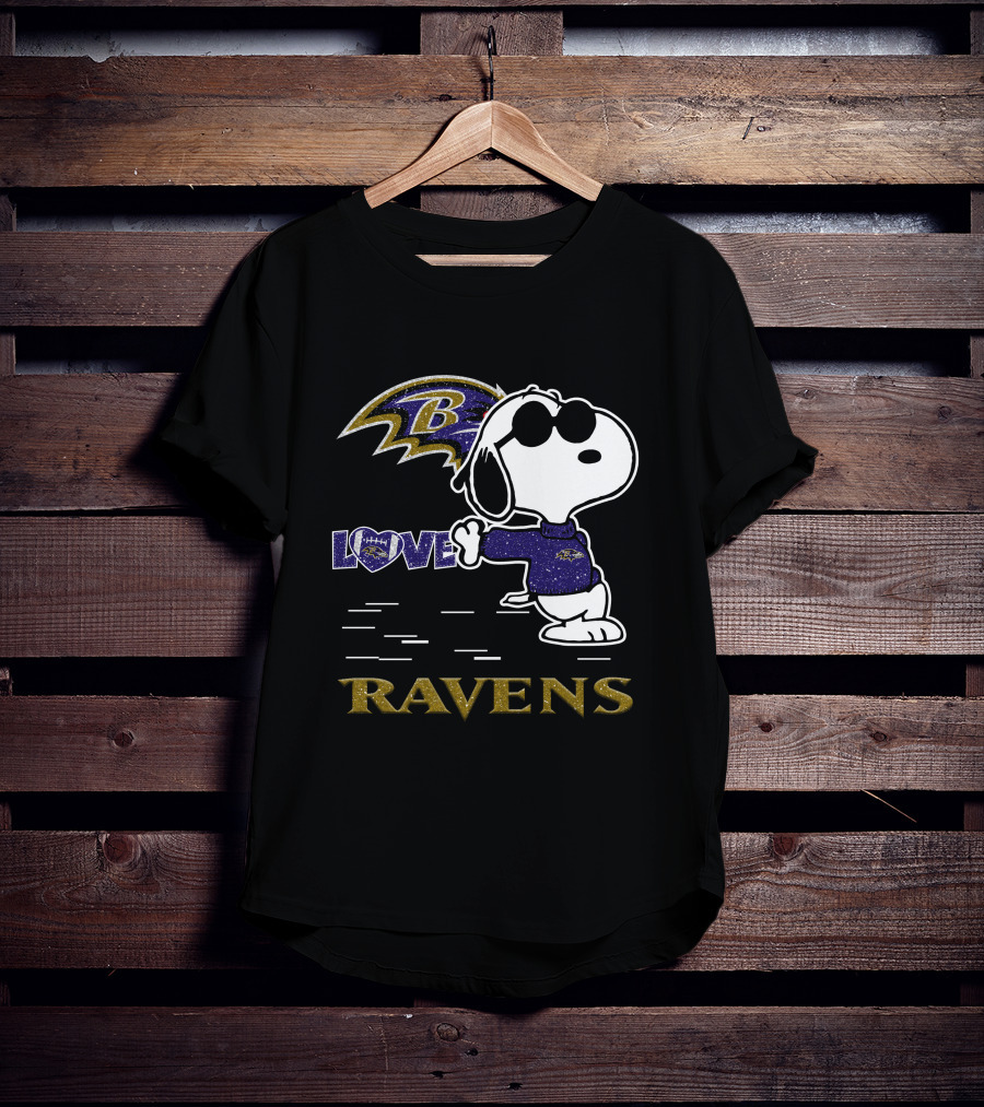 Snoopy Love Baltimore Ravens NFL Football Ravens T-Shirt