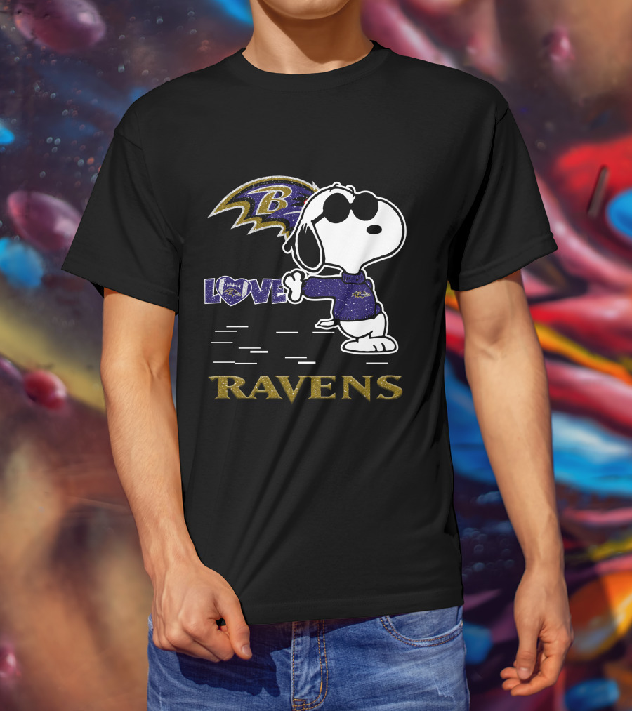 Snoopy Love Baltimore Ravens NFL Football Ravens T-Shirt