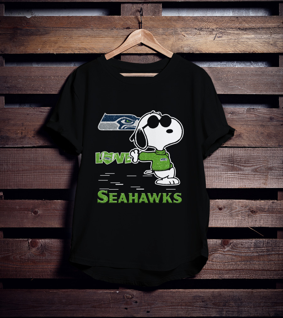 Snoopy Love Seahawks Seattle Football Iconic Peanuts Fandom T-Shirt