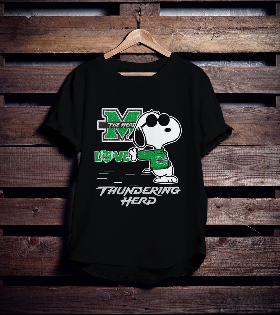 Snoopy Love Marshall The Herd Thundering Herd T-Shirt
