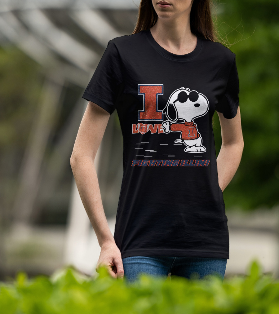 I Love Snoopy Illinois Fighting Illini T-Shirt