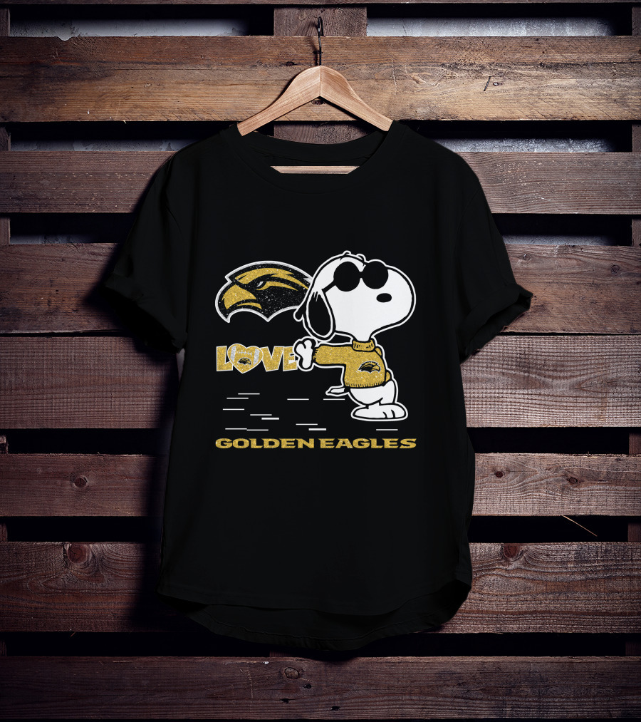 Snoopy Love Southern Miss Golden Eagles Heart T-Shirt