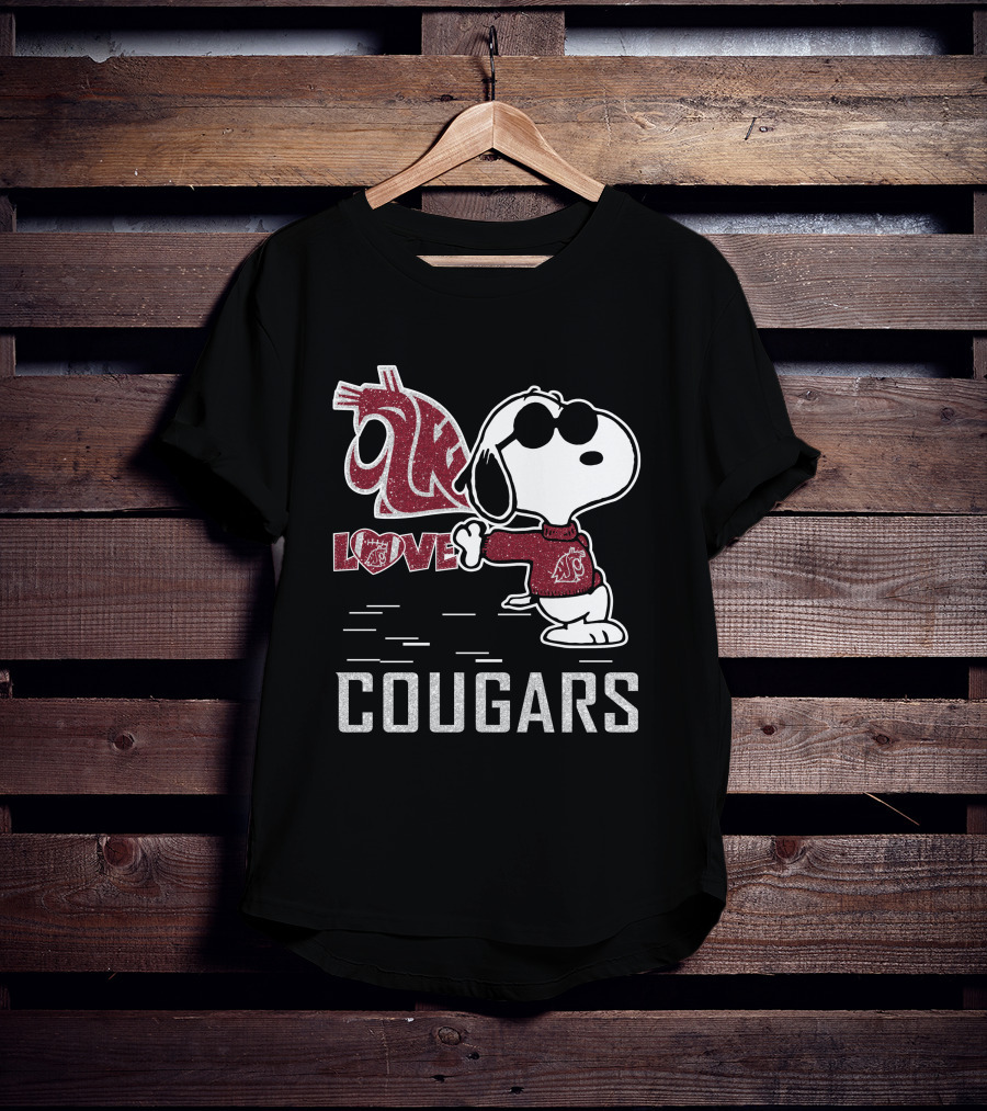 Snoopy Love Washington State Cougars Peanuts WSU Spirit T-Shirt